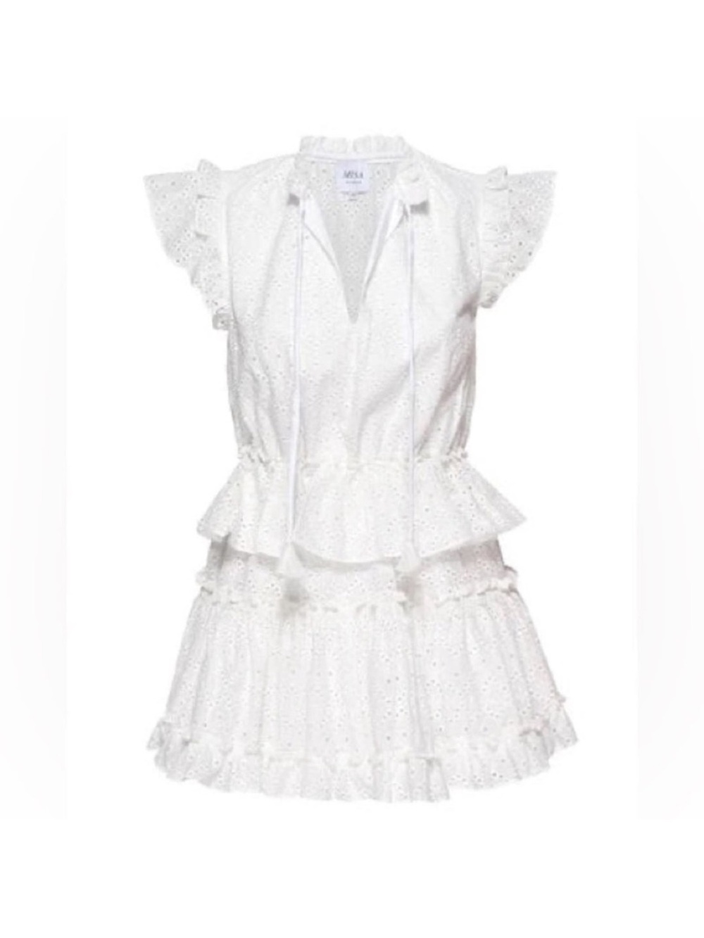 Misa Women’s Medium Iliana Cotton Eyelet Tiered Dress